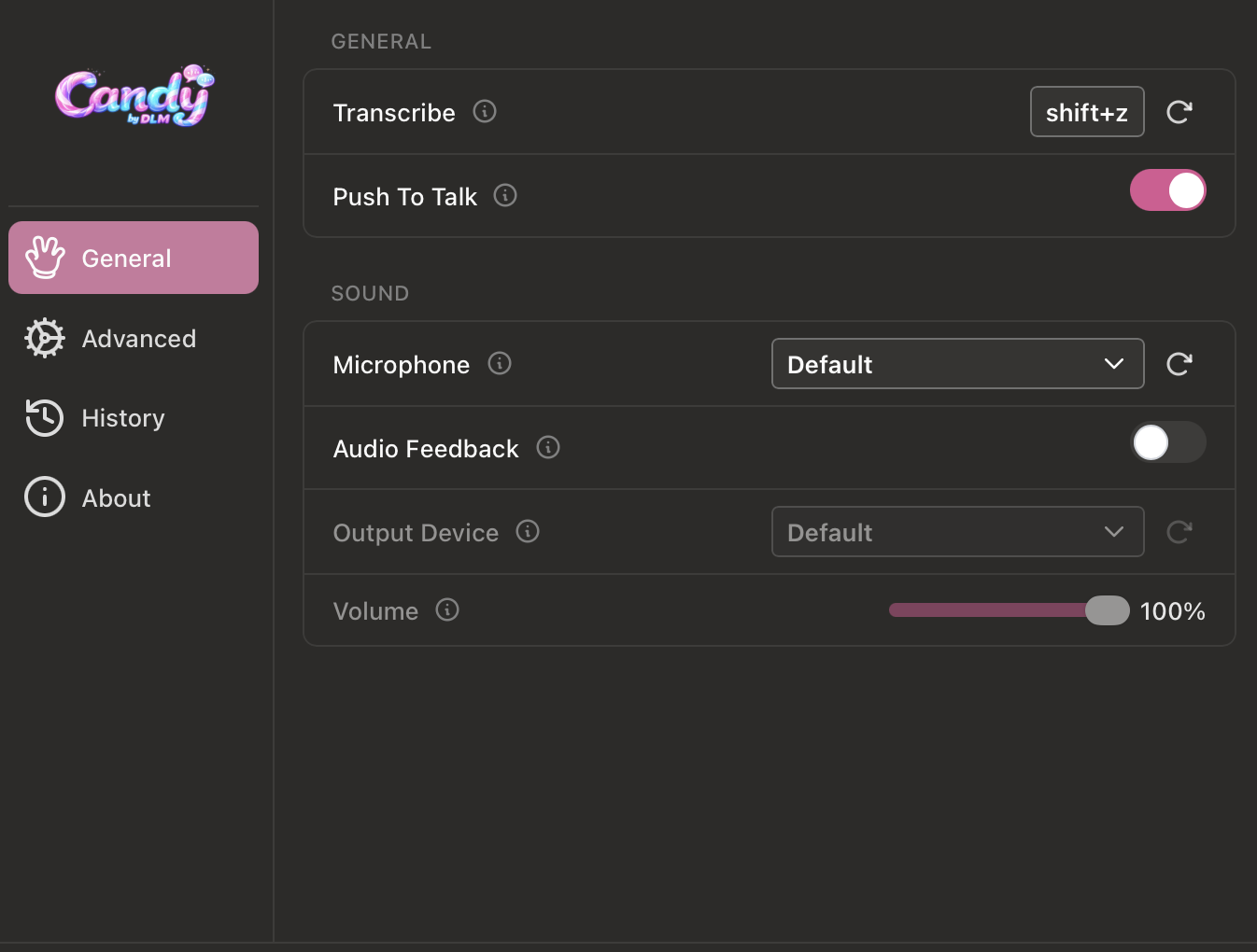 Candy Application Interface